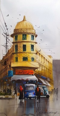 Zahid Ashraf, 12 x 24 inch, Acrylic on Canvas, Cityscape Painting, AC-ZHA-067